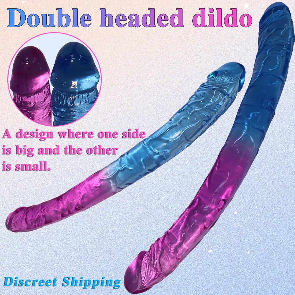 Two sizes of long double-headed dildos. double-sided crystal dildos. for anal and G-spot stimulation. unisex