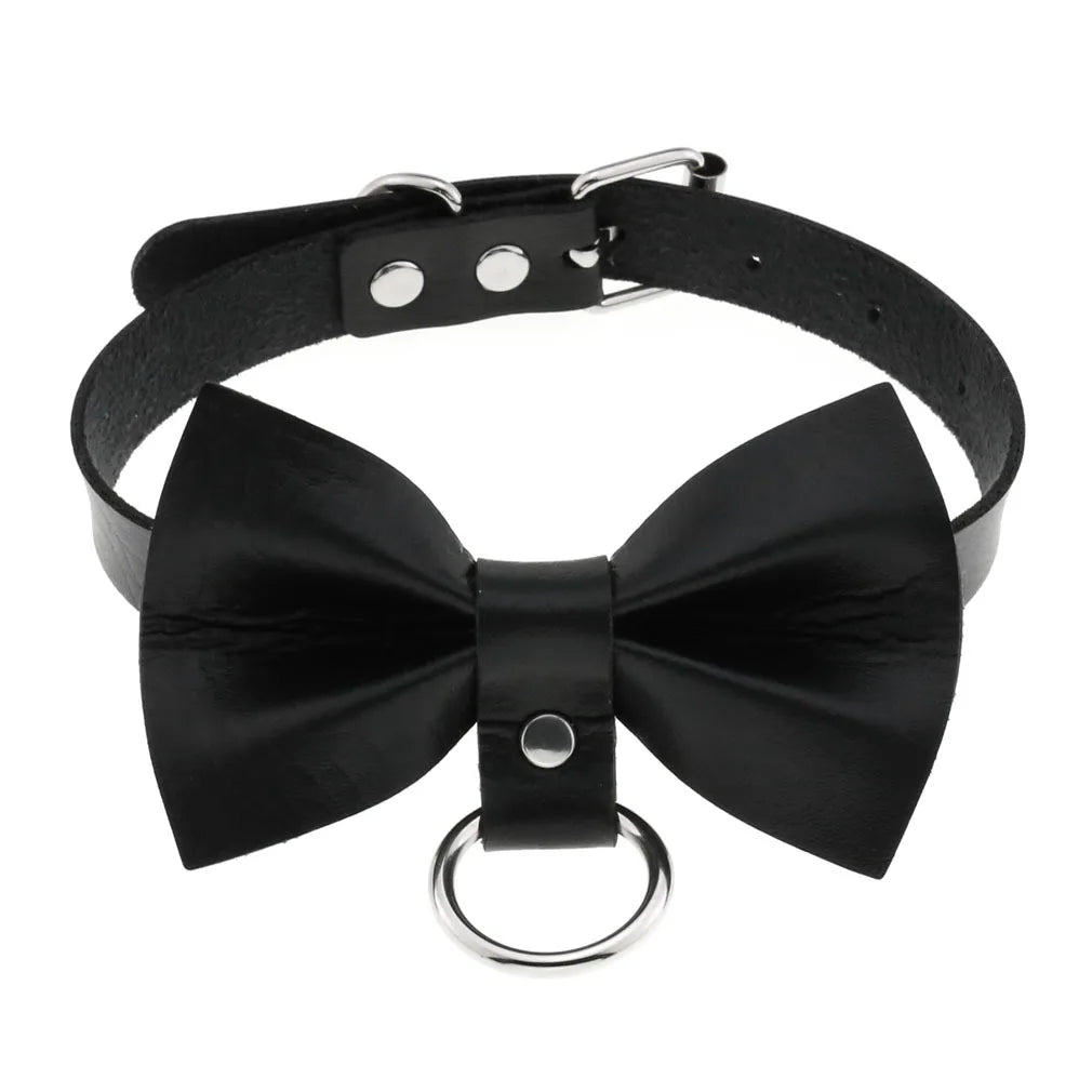 สร้อยคอโชกเกอร์ BDSM สไตล์พังค์สำหรับผู้ชาย สร้อยคอหนังสังเคราะห์โกธิค โซ่คาดตัวสำหรับผู้หญิง