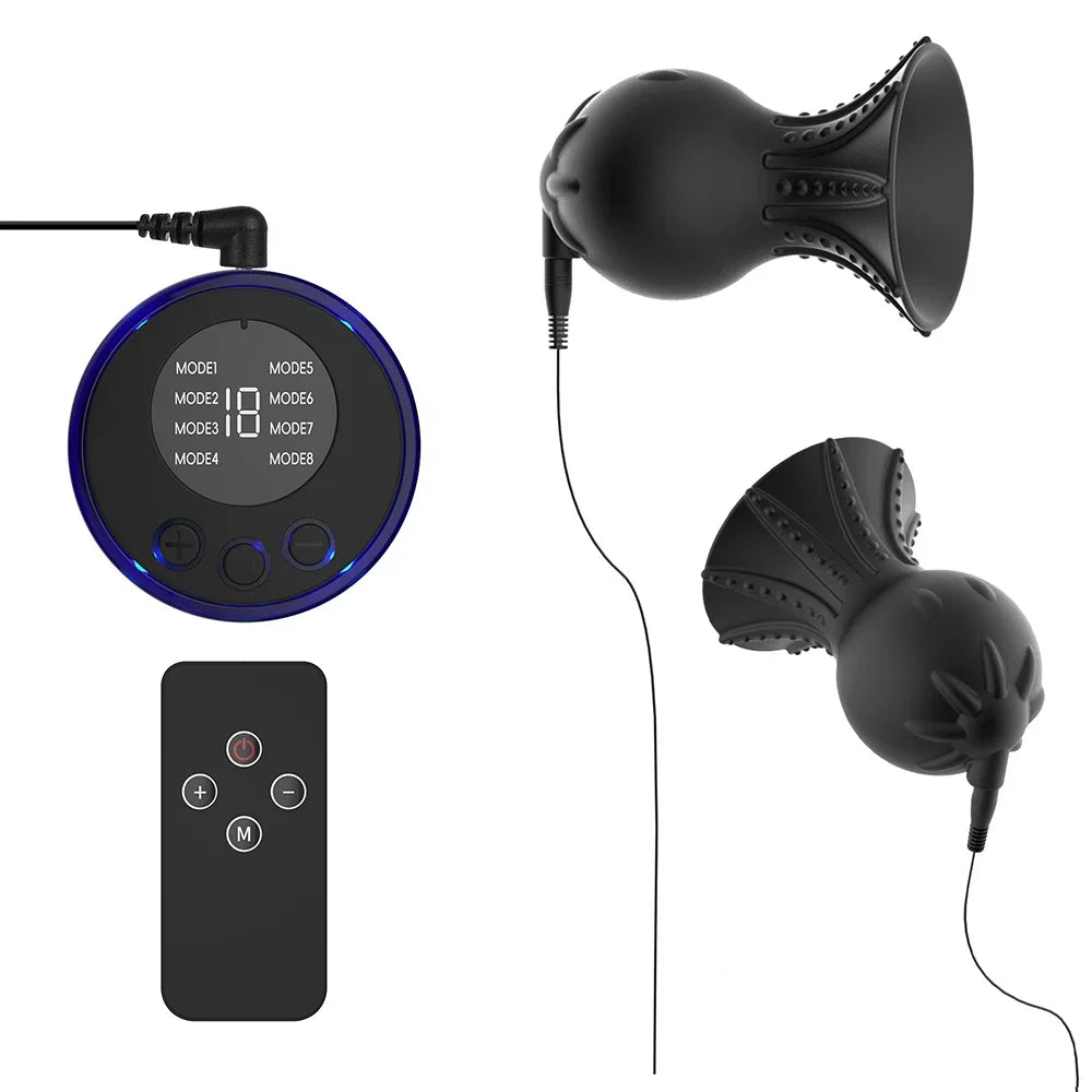 Nipple Sucker Clamps Electro Stimulator Nipples Pussy Breast Clit Masturbator Breast Enlarger Sex Toy Bdsm Tool Electric Shocker