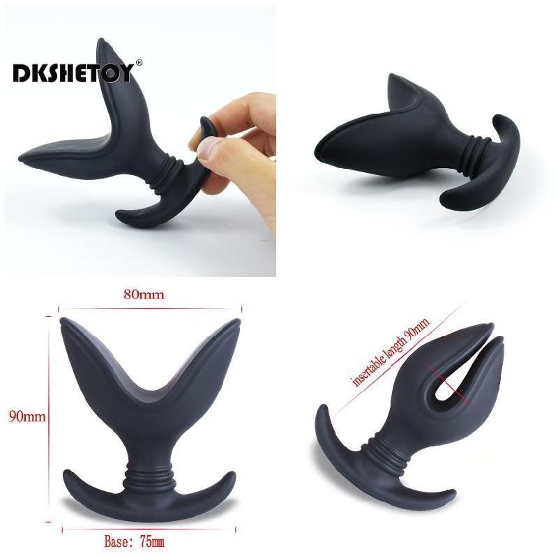 Silicone Anal Expander Backyard Sex Toys for Couples Beginner Black Waterproof Soft V Port Butt Plug Prostate Massager
