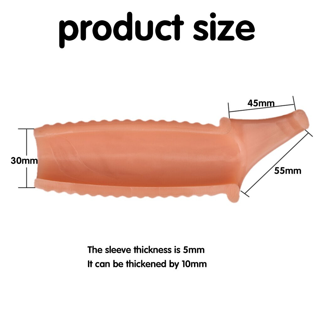 Silicone Reusable Penis Sleeve Flexible Glans Penis Enlarger Extender Delay Ejaculation Cock Ring Sleeve Adult Sex Toys for Men