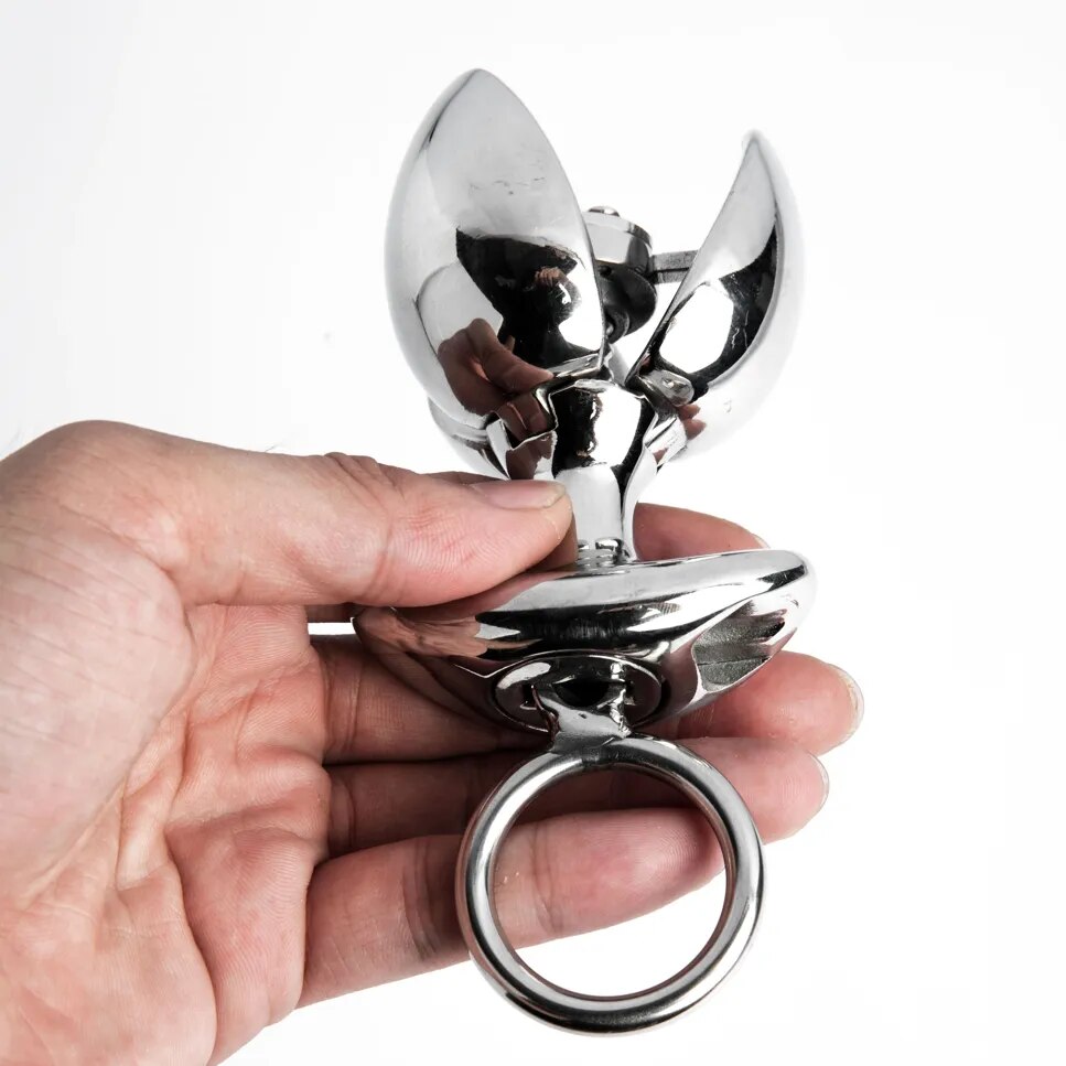 Stainless Steel Anal Lock.Anal Vaginal Dilator.Openable Anal Plugs Heavy Anus Beads Lock. Anal Sex Toys. Adult Game M096