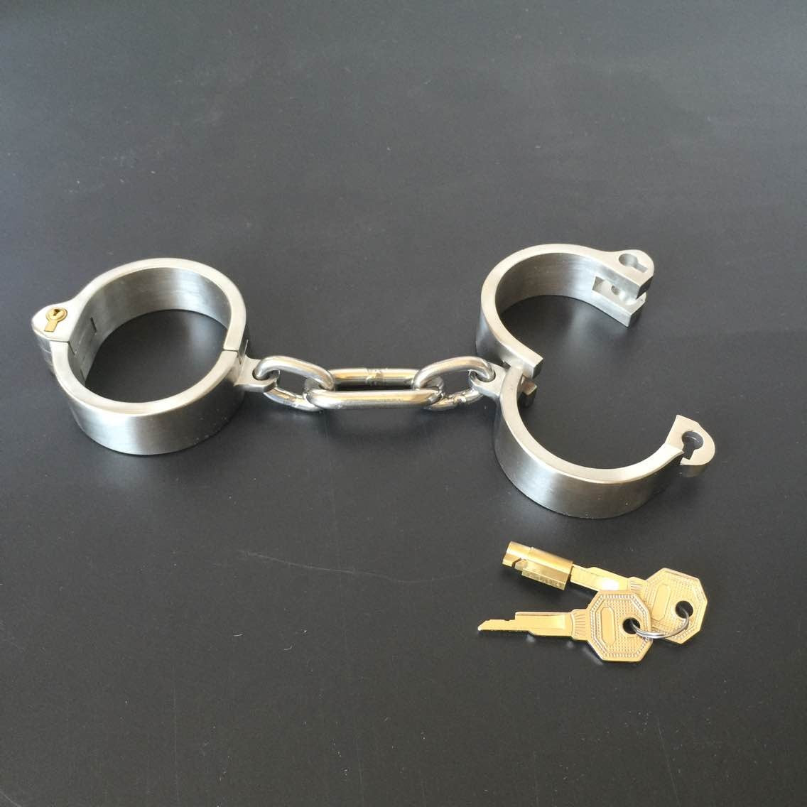 กุญแจมือข้อเท้าสเตนเลสสตีล โซ่ปลอกคอ กุญแจมือโซ่ BDSM สำหรับรัด สลักล็อคที่มองไม่เห็น อุปกรณ์ช่วยตัวเองทางเพศ