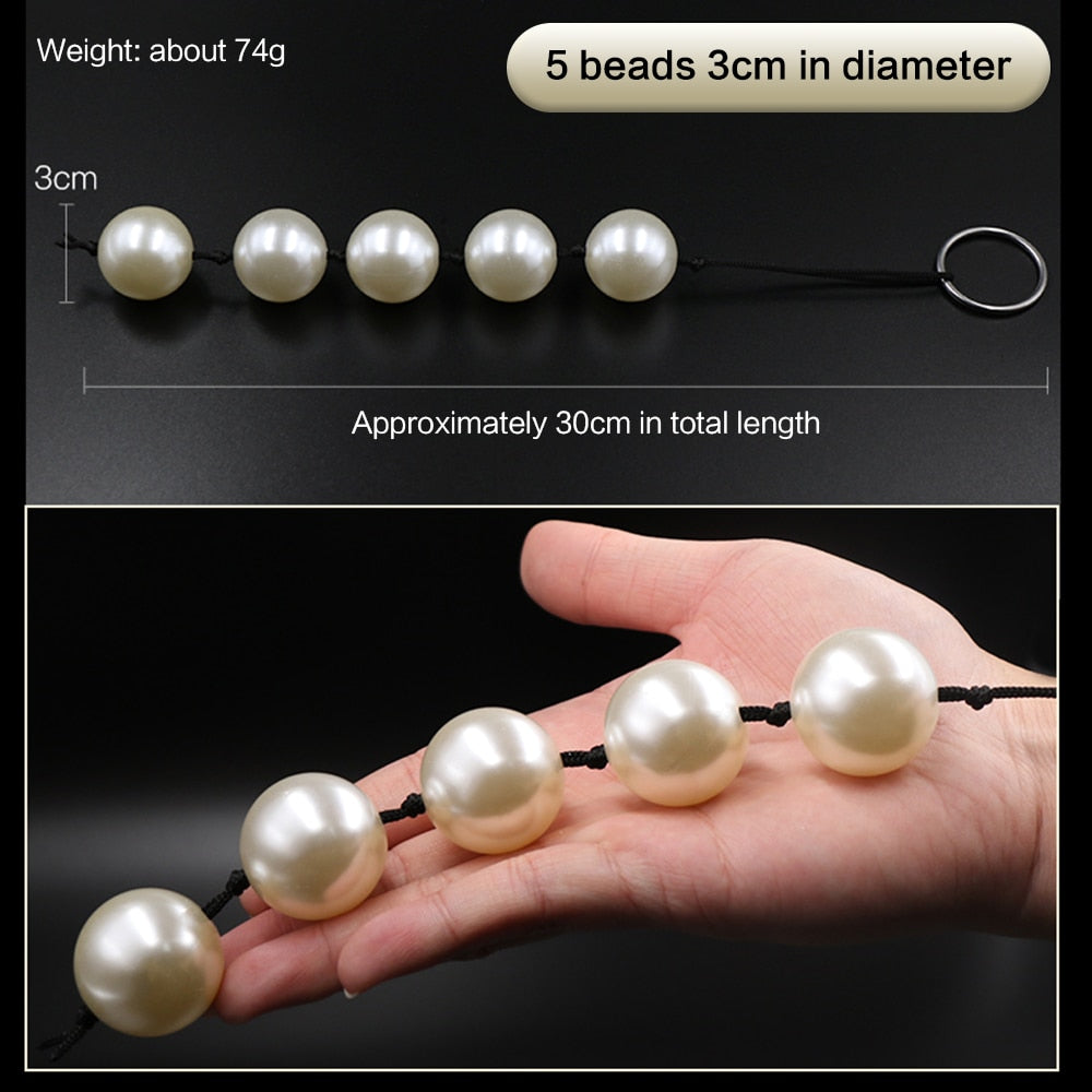 Super Large Pearl Anal Plugs Long Anal Beads Butt Plug Vaginal Balls Sex Toys for Women Men Handheld Anus Masturbator Expander
