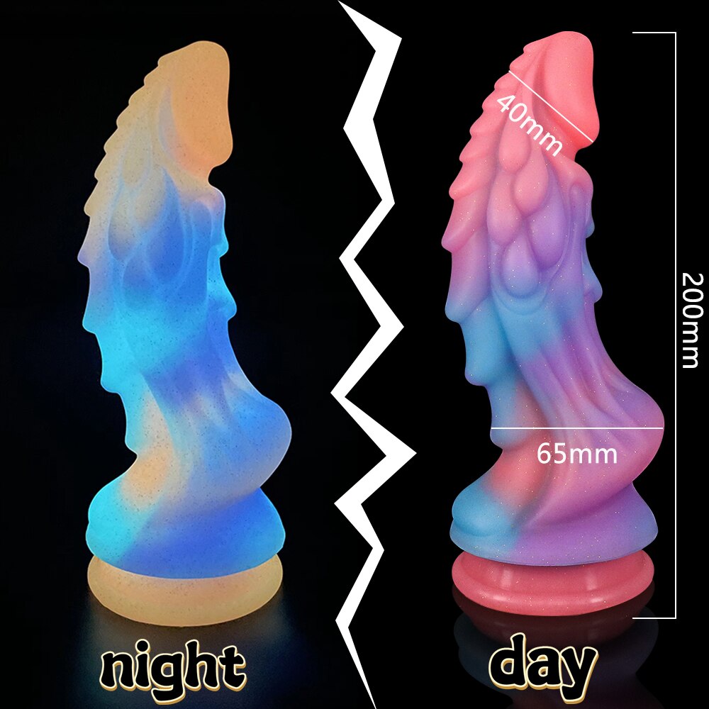 Super Soft Luminous สัตว์อวัยวะเพศชายสุนัข Dildo ผู้ใหญ่เซ็กซ์ทอยสำหรับ Woman Monster Dick ดูดถ้วย Anal Toy ชายหญิง Masturbation