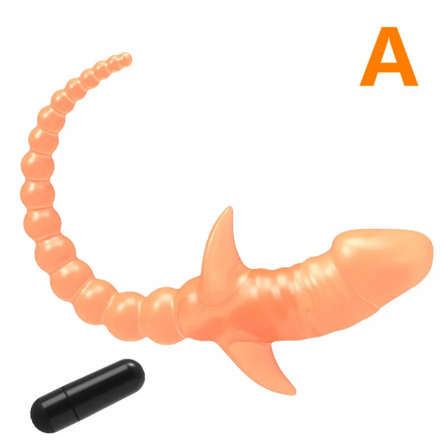 TPE พร้อมหางสุนัขแบบสั่น ปลั๊กบั้นท้าย หางลูกสุนัข ของเล่นเสียบก้น กระตุ้นจุด G-spot ของเล่นผู้ใหญ่แนวอีโรติก หางทาสหญิง ของเล่นทางเพศสำหรับเกย์