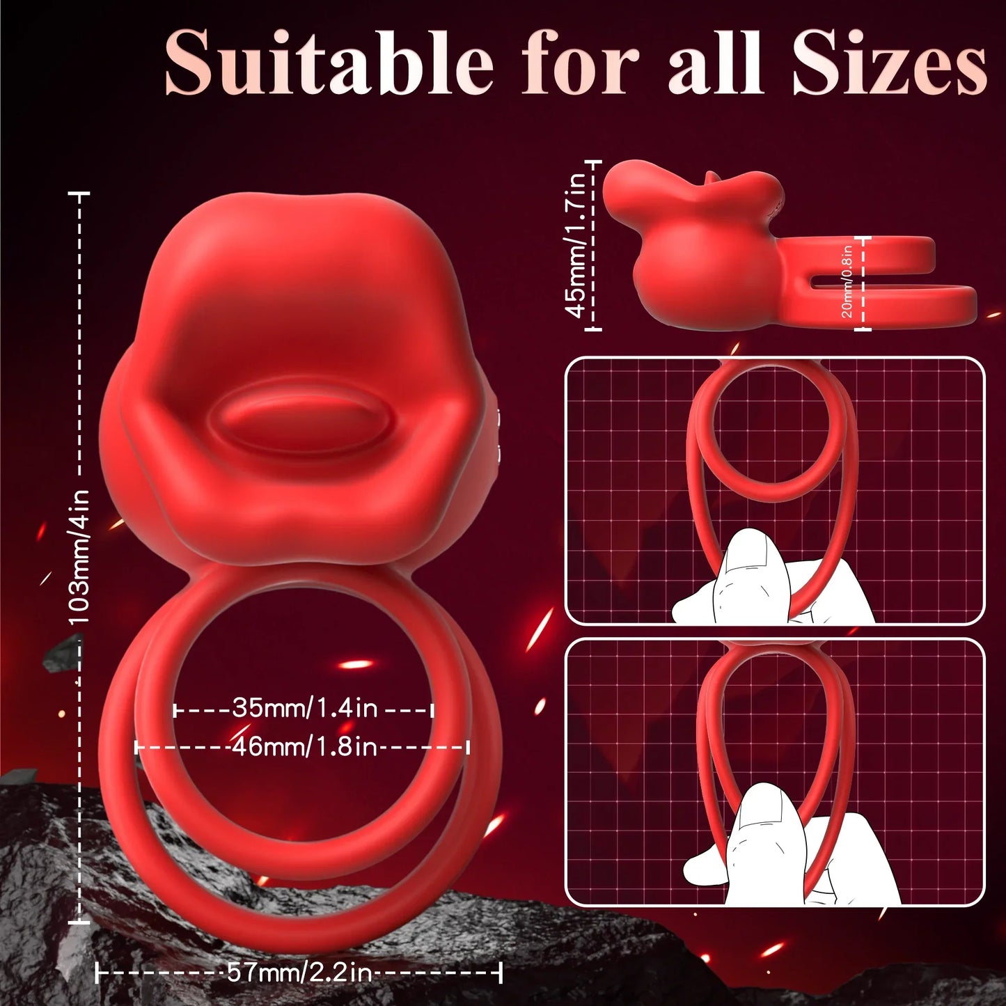 Vibrating Penis Ring with Tongue Licking Clitoral Stimulator Delay Ejaculation Cockring Penisring Sex Toys for Men Adults 18