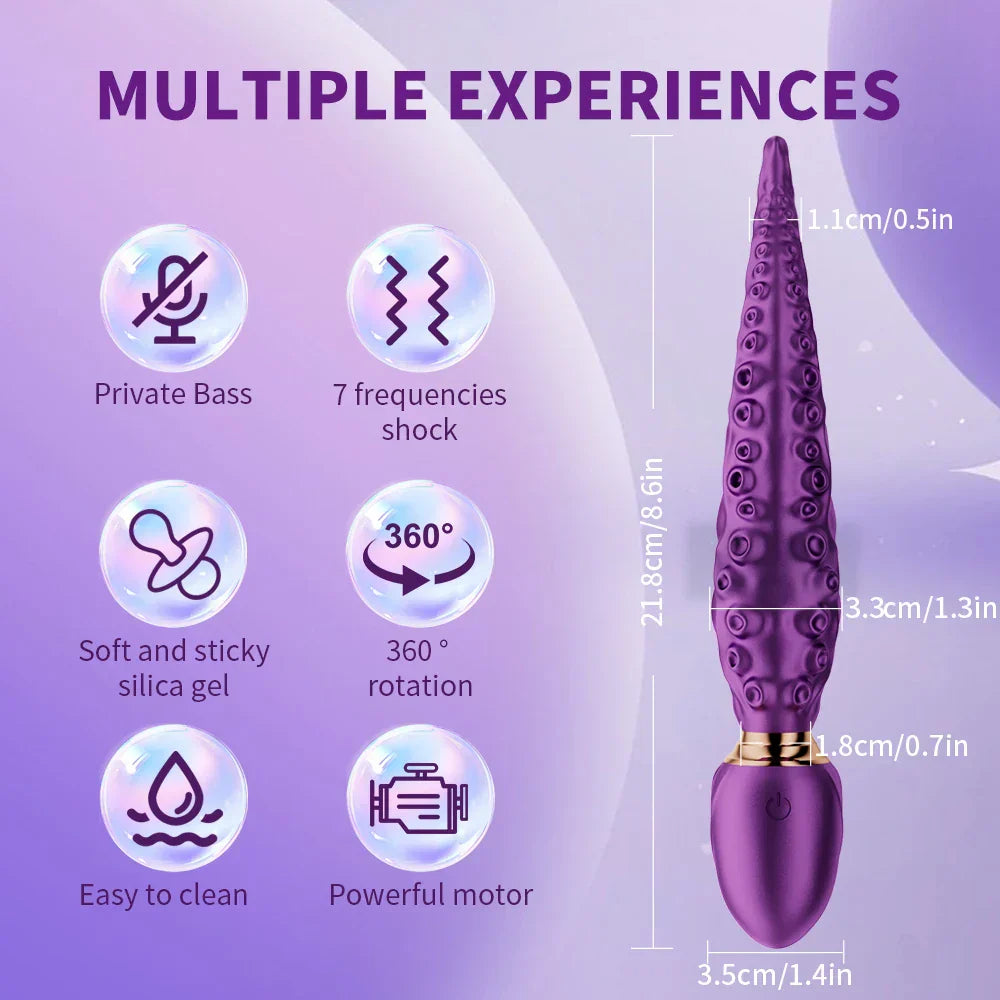 ไวเบรเตอร์มอนสเตอร์สมจริงรูปปลาหมึกสำหรับจุดจี (G-Spot) พร้อม 7 โหมดการสั่นอันทรงพลัง ของเล่นทางเพศสำหรับผู้ใหญ่เพื่อกระตุ้นช่องคลอดและทวารหนักสำหรับผู้หญิง