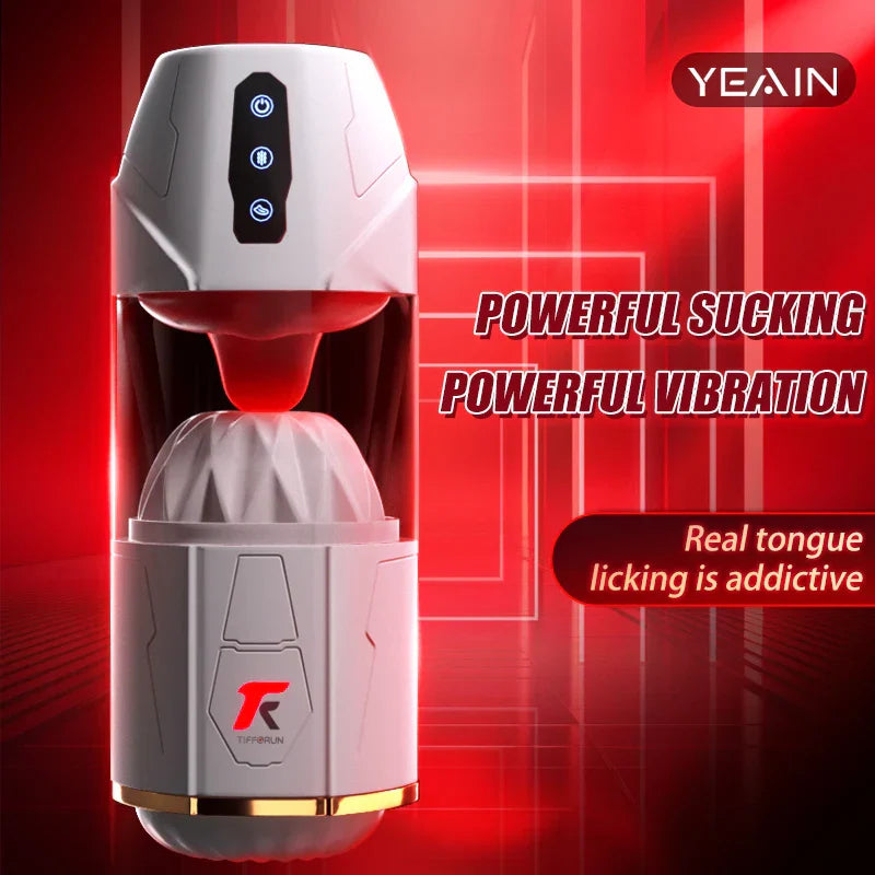 Yeain อุปกรณ์สำหรับช่วยสำเร็จความใคร่ชายแบบอัตโนมัติ ถ้วยช่วยสำเร็จความใคร่สำหรับผู้ใหญ่ของเล่นเซ็กซี่ การเลียด้วยลิ้น การดูด เครื่องสั่นเทรนเนอร์อวัยวะเพศ กระป๋องช่วยสำเร็จความใคร่อุ่นร้อน
