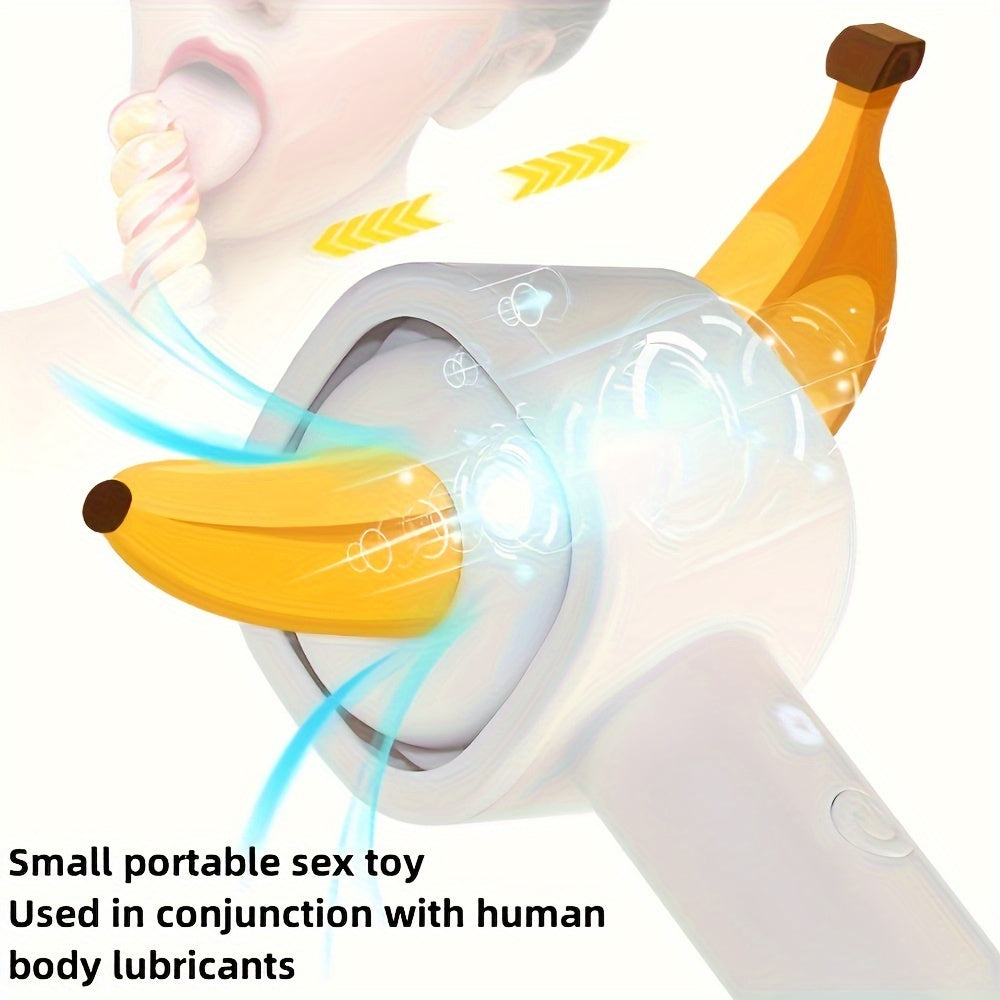Compact Portable Male Masturbator with 8 Thrusting & Vibrating Modes. Dual Open-Ended Penis Massager - USB Rechargeable. TPE Material